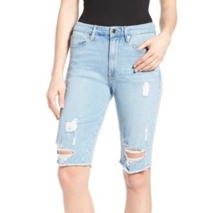 Good American destroyed denim Bermuda shorts